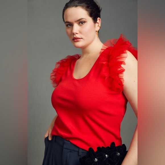 dolan Tops - Anthropologie Dolan Left Coast DOLAN Tulle Sleeve Tank Top Red